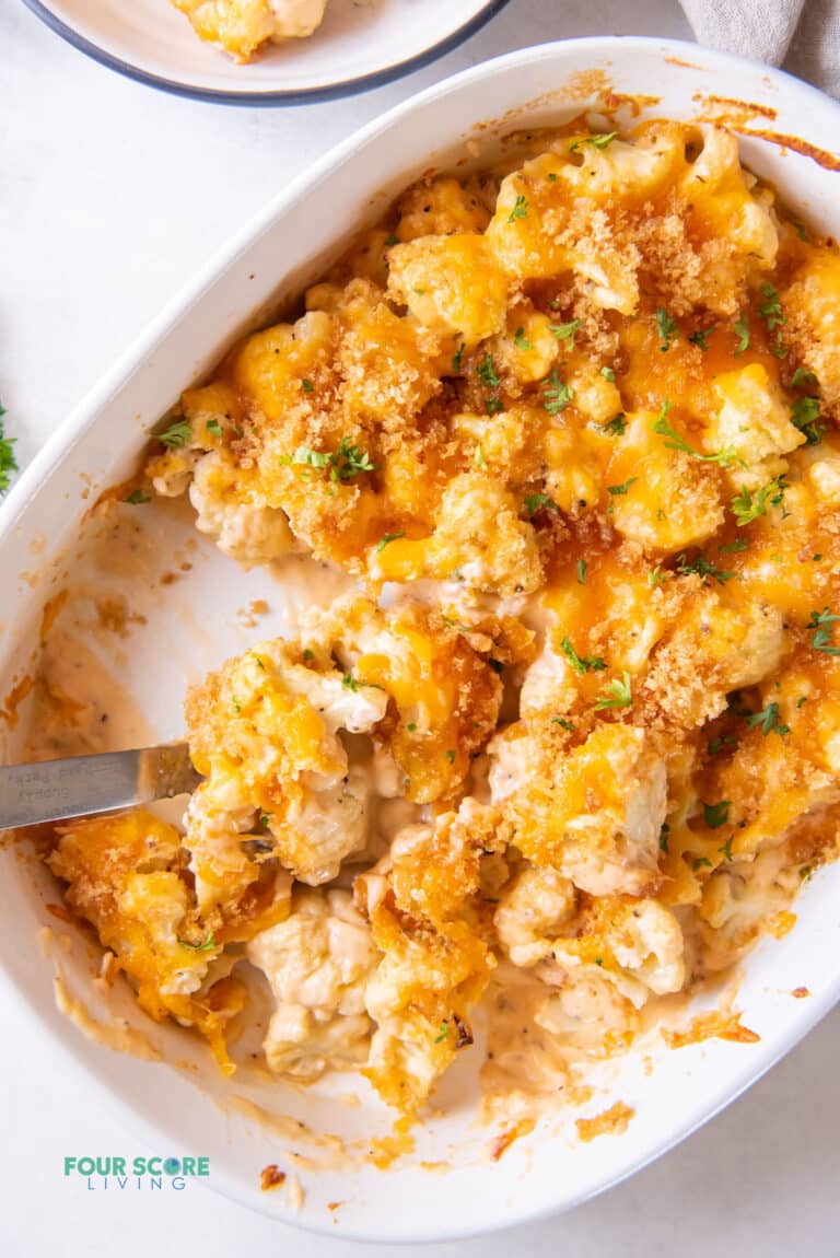 Keto Cauliflower Mac and Cheese - Four Score Living