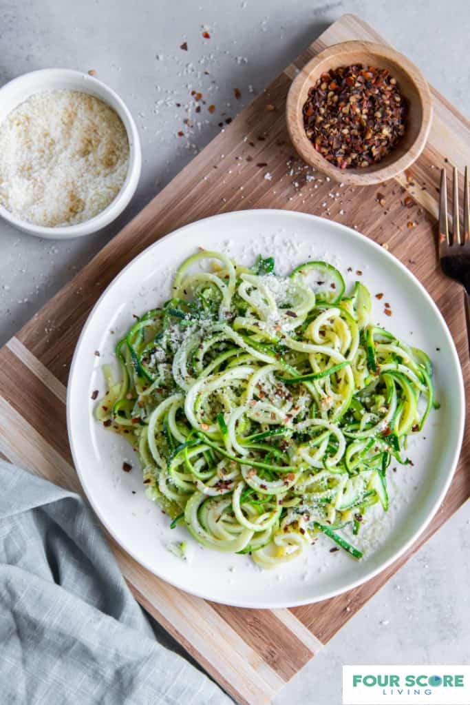 Zucchini Noodles with sauce and cheese