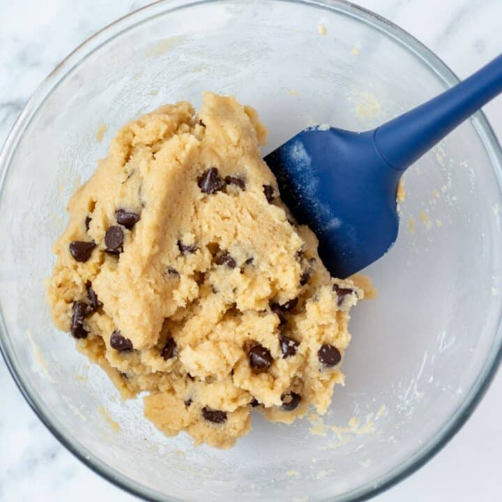 Mixed dough with chocolate chips.