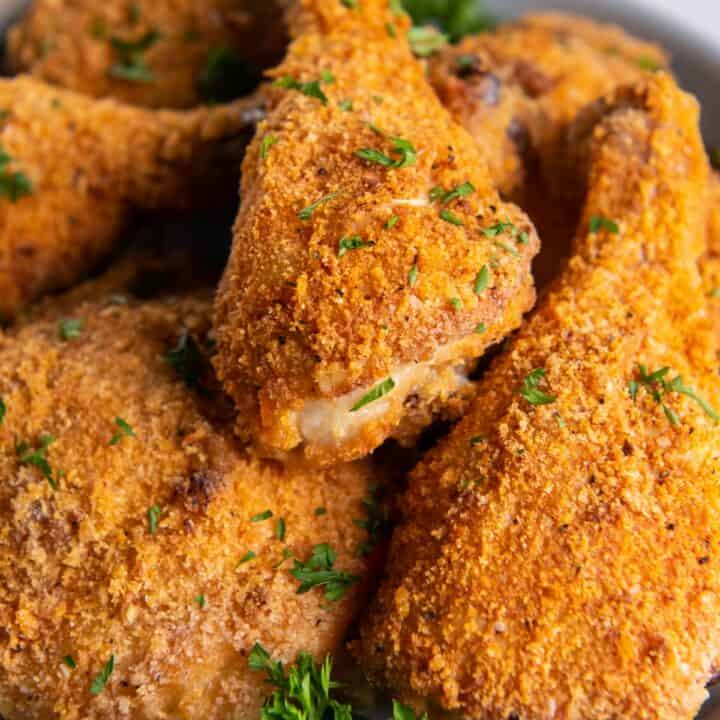 Golden keto fried chicken.